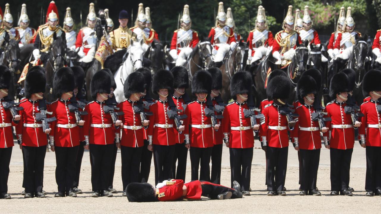 A Welsh Guardsman faints. Picture: Tristan Fewings/Getty Images