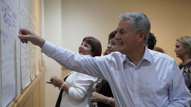 Mackay Regional Council Mayor Greg Williamson, pictured with Councillor Pauline Townsend and Uniform Solutions owner Brenda McLean at a think tank to revive the City Centre on Friday, May 28, 2021. Picture: Heidi Petith