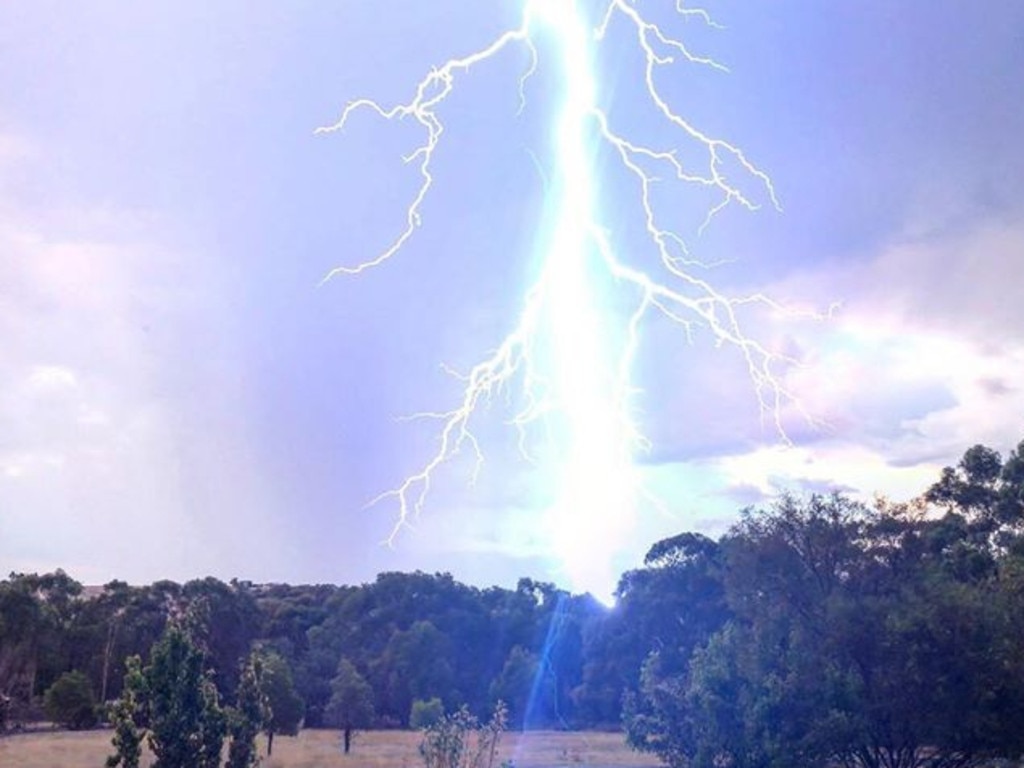 Lightning strike at Forcett. Picture: Mark Locke