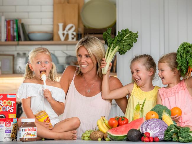 Lisa Malherbe with daughters Lucy, Mila and Josie, 3. Picture: Jason Edwards