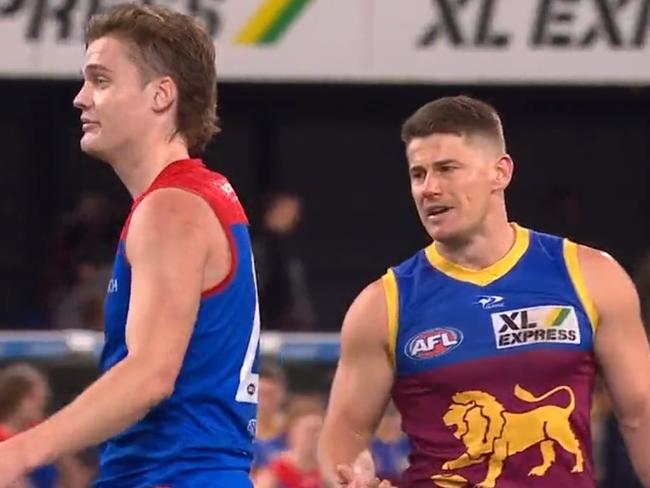 The Demons players went hard at Zorko. Photo: Channel 7