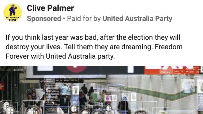 One of Clive Palmer’s Facebook advertisements.