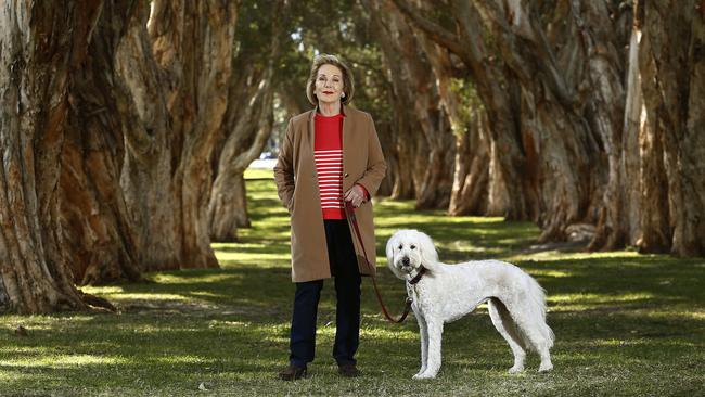 EMBARGO. WENTWORTH COURIER ONLY. SEE EDITOR LIZ COLMAN. Ita Buttrose with her Groodle "Cleo" in Centennial park. Picture: John Appleyard