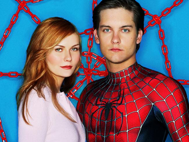 Actors Tobey Maguire & Kirsten Dunst in 2004 film Spiderman (Spider-Man) 2.