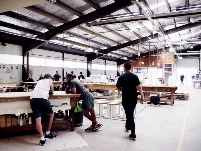 Carpentry shop where inmates make furniture.