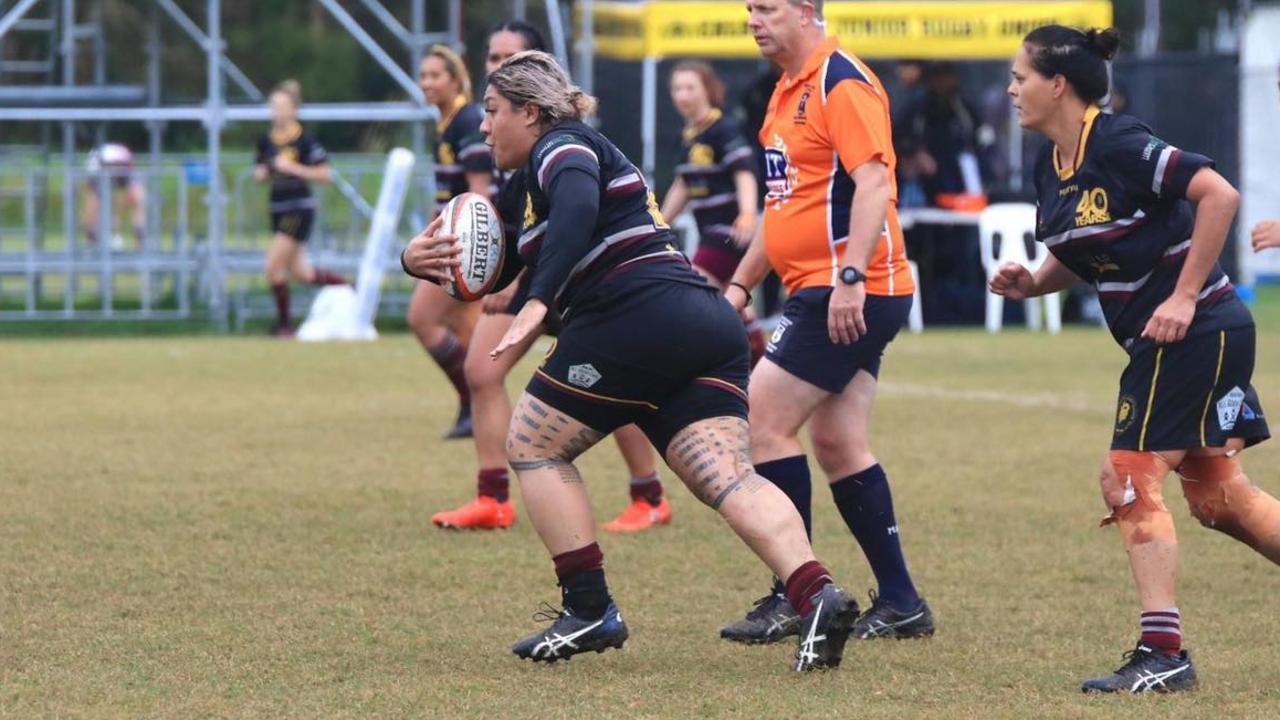 Caboolture Snakes women's captain Olivia Fido runs the ball up.