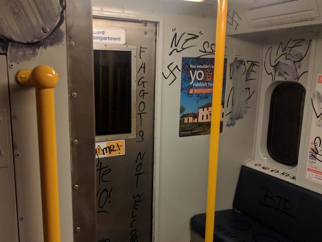 The graffiti included swastikas. Picture: ecarter6/imgur