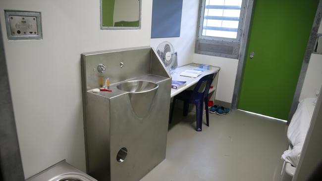 A typical prison cell in Barwon Prison. Picture: Alison Wynd