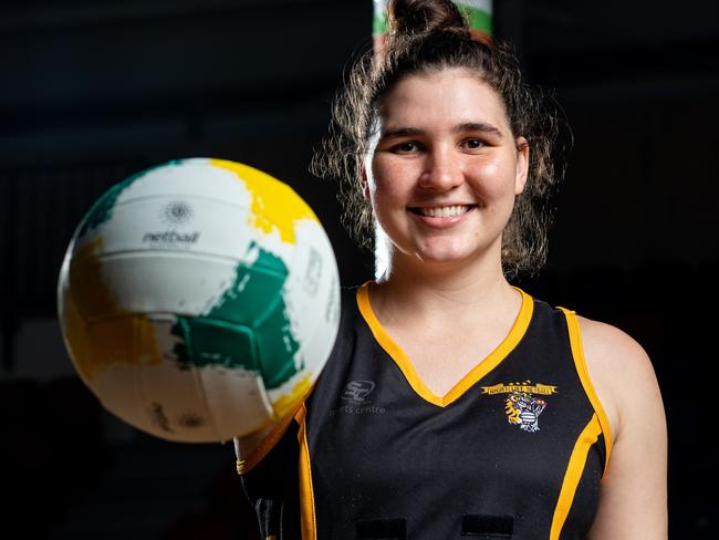 Nightcliff Tigers’ Katie Elmer is eager to get the netball season underway. Picture: Che Chorley