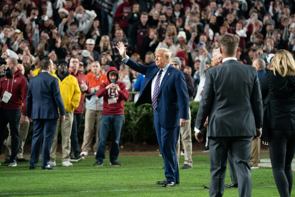 Sport and politics entwine as Trump makes historic Super Bowl visit