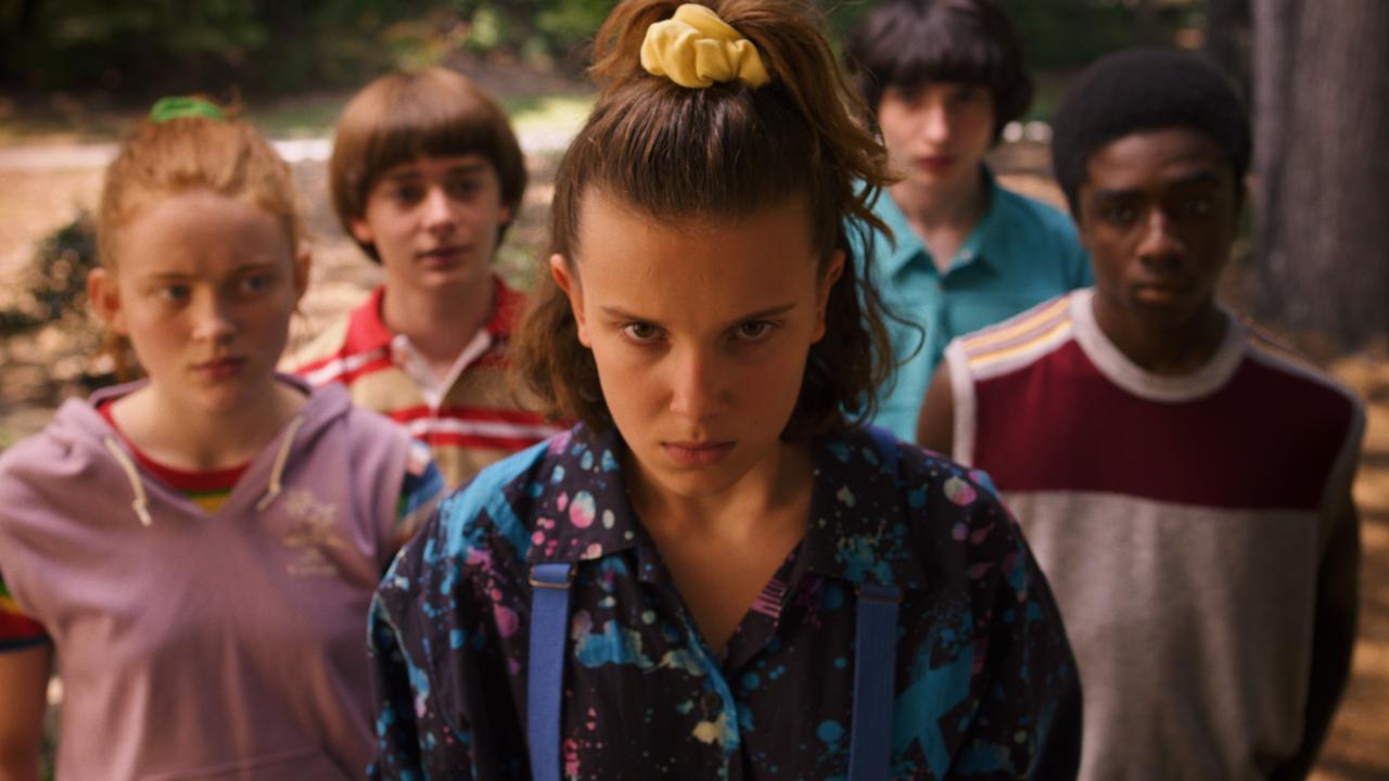 Millie Bobby Brown (centre) was not happy with the way Stranger Things season 3 ended. Picture: Netflix.