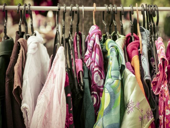 Clothes on a rack on a flea market. Photo: iStock