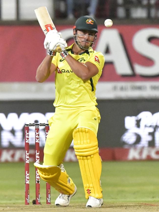 Marcus Stoinis’s stay at the crease was brief. Picture: Getty Images