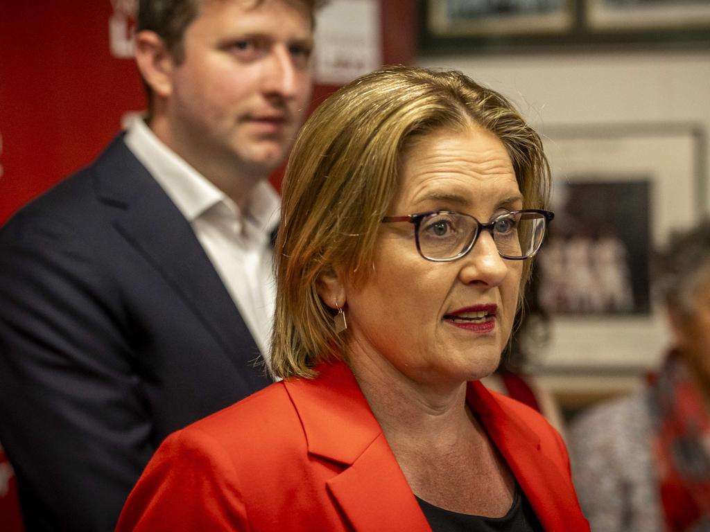 Jacinta Allan addresses the Labor faithful in Werribee. Picture: Jake Nowakowski