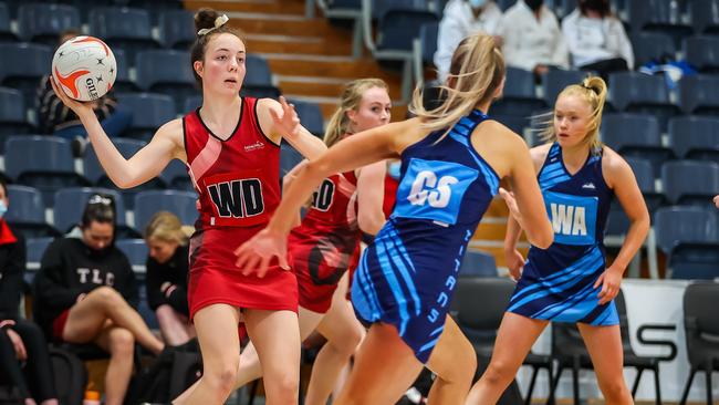 Top netball action from the School Sport SA finals as Tenison Woods and Tatachilla clash at Mile End. Picture: Tom Huntley