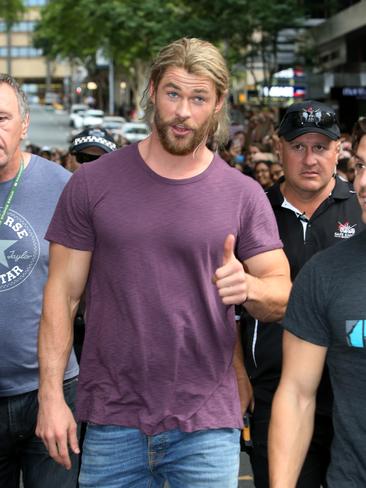 Chris Hemsworth on the set of Thor in Brisbane. Picture: Steve Pohlner