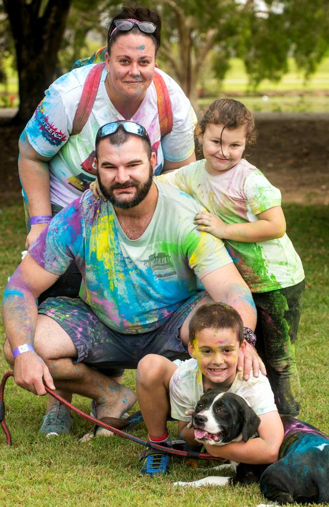 Michael, Jo-Anne, Gaby and Luke Lambert from Blacks Beach at the Mackay Colour Run 2021. Picture: Michaela Harlow