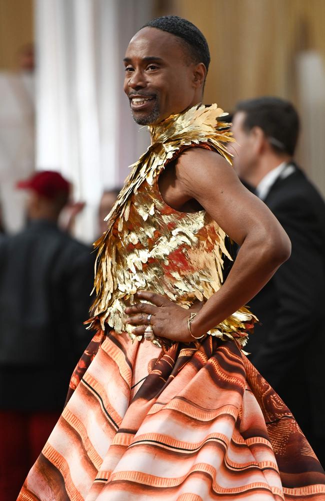 Red carpet favourite Billy Porter, who was part of the Oscars’ opening performance singing I’m Still Standing. Picture: AFP