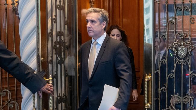 Michael Cohen, former personal lawyer to Donald Trump, leaves his apartment building on his way to Manhattan Criminal Court to give more evidence on Thursday. Picture: Getty Images via AFP