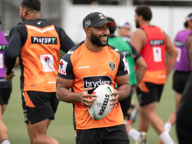 Wests Tigers centre Justin Olam on his first day at the club. Pic: Tom Meredith / Wests Tigers