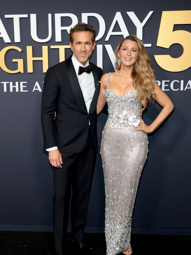 Lively’s husband, Hollywood superstar Ryan Reynolds, joked with audience members, asking them: “What have you heard?” at the star-studded event. The trial is set to star in March 2026. Picture: Dimitrios Kambouris / Getty Images via AFP