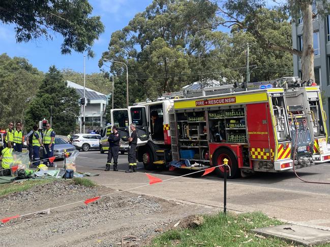 Emergency services remain on scene at Donnison St in Gosford with reports of two fires. Picture: Richard Noone