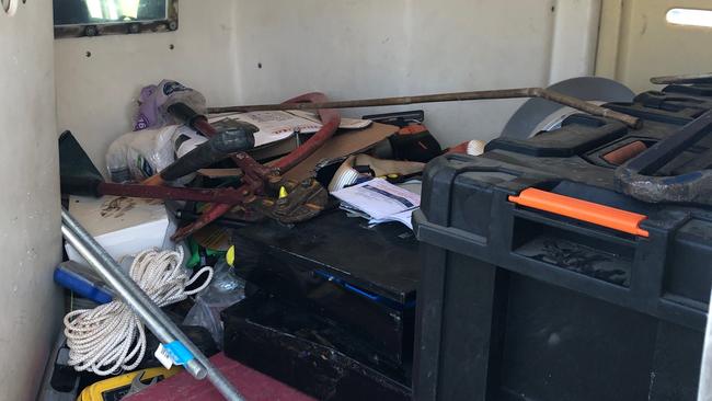 Some of the goods police found in the boot of the car that rolled. Picture: Riverina Police District