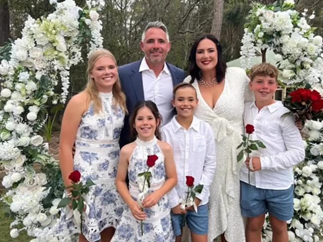 Corey and Margaux Parker renewed their wedding vows with the help of their children along with family and friends Picture Instagram