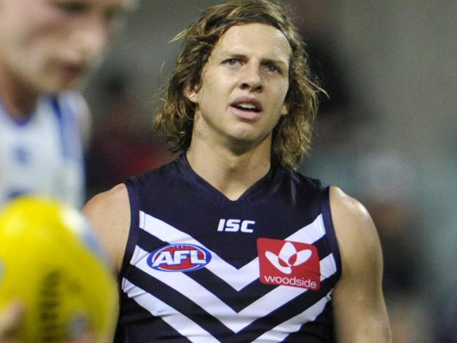 Fremantle Dockers v North Melbourne at Subiaco Oval in Perth. pictured - Docker Nat Fyfe