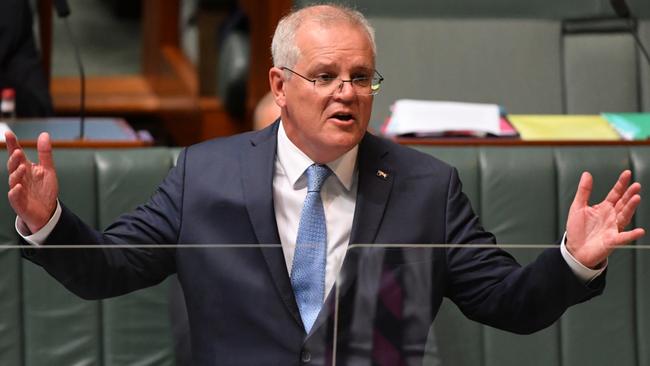 Seeking a unified Coalition … Scott Morrison during question time in the House of Representatives on Tuesday. Picture: AAP