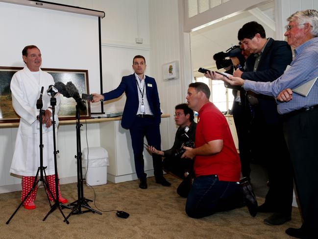 Paul Pisasale holds a press conference at St Andrews Private Hospital in Ipswich in June 2017. Picture: Tim Marsden