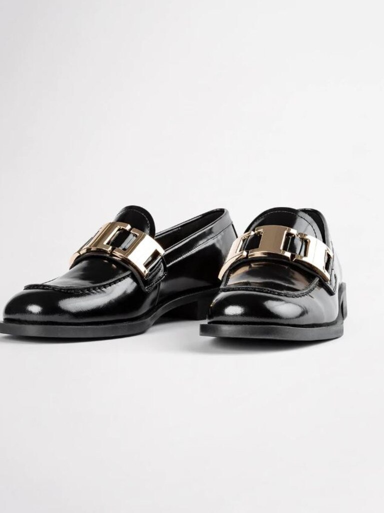 Tony Bianco Ruiz Black Hi Shine 2.5cm Flats. Picture: Tony Bianco.