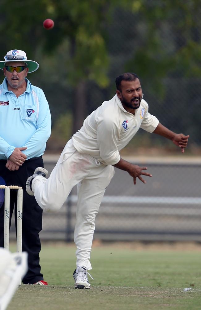 The great Issy Perera lets go with a leggie for Noble Park.