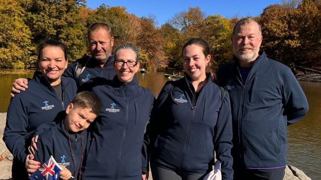 Magda Pearce with husband Ashley and son Ricky with Debra, Maddie and Greg Ireland in New York. Picture: Supplied