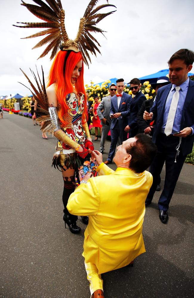 Geoffrey Edelsten proposed to Grecko at the Melbourne Cup. Picture: Bradley Hunter