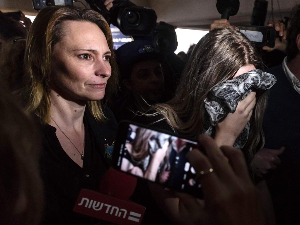 The British woman arriving with her mother at Famagusta District Court in Cyprus in January 2020. Picture: Iakovos Hatzistavrou/AFP