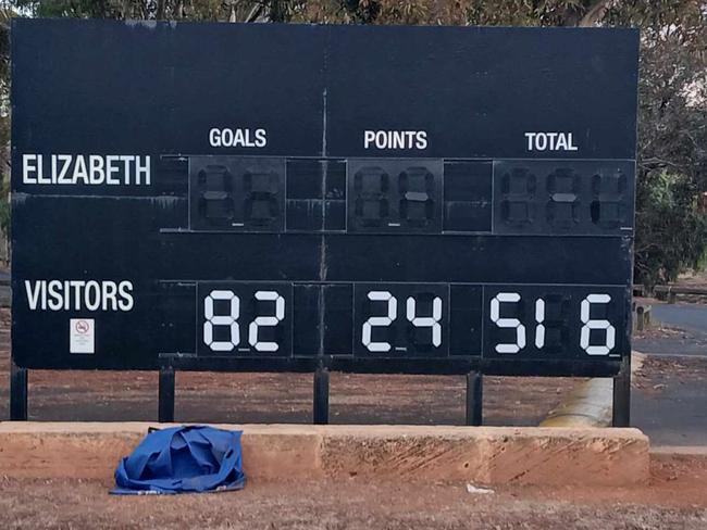 The scoreboard from the record breaking game.