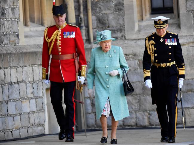 Britain's Queen Elizabeth II attends a ceremony to mark her official birthday at Windsor Castle in Windsor, southeast England. Picture: AFP