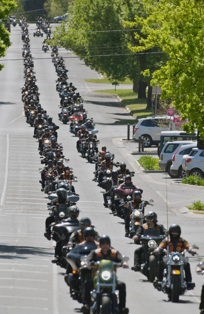 Bandidos OMG from around Australia head into Buninyong during their national run last year. Picture: NCA NewsWire