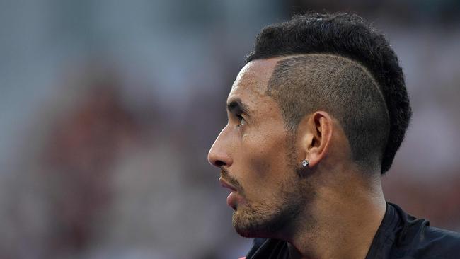 Nick Kyrgios didn’t seem too put off by the incident with a spectator. Pic: AFP