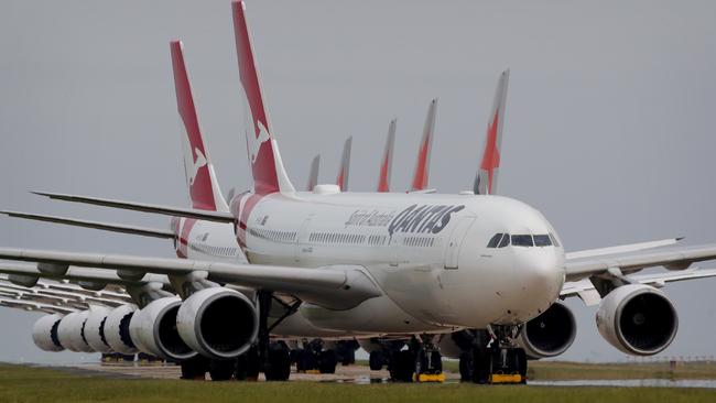 Qantas aircraft parked at Avalon Airport. Picture: Stuart McEvoy