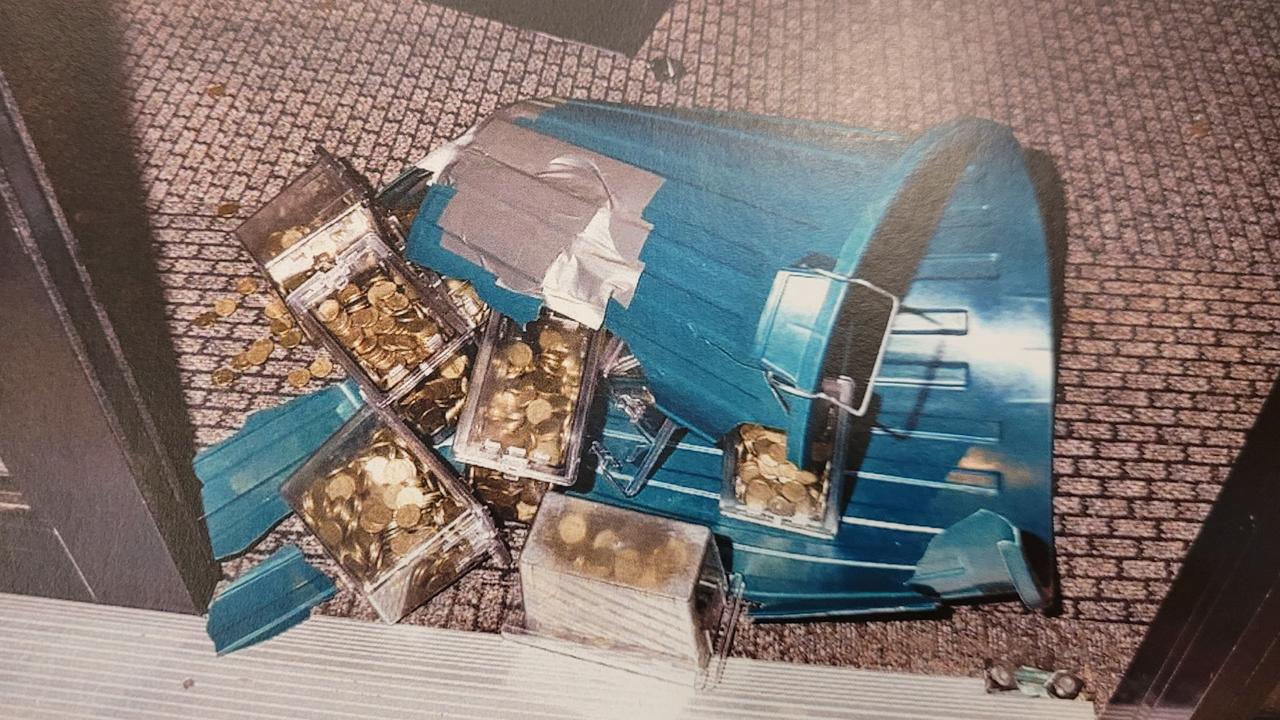 The court heard a plastic bin used to transport some of the money broke during the getaway, leaving one man empty handed. Picture: Supplied by Courts SA.