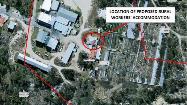 Proposed location for a new six-bedroom accommodation spot on an Applethorpe strawberry farm. Picture: SDRC