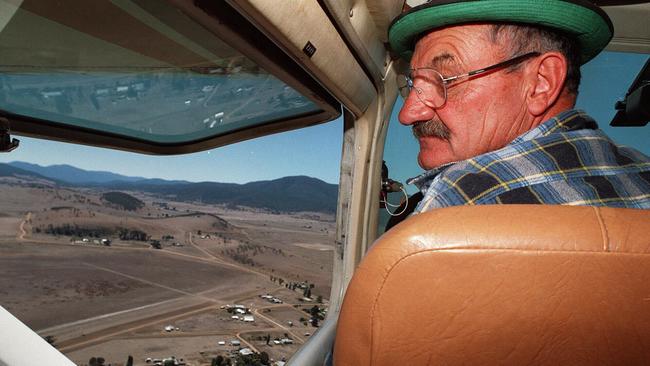 Ben Buckley flying over Benambra in 1998.