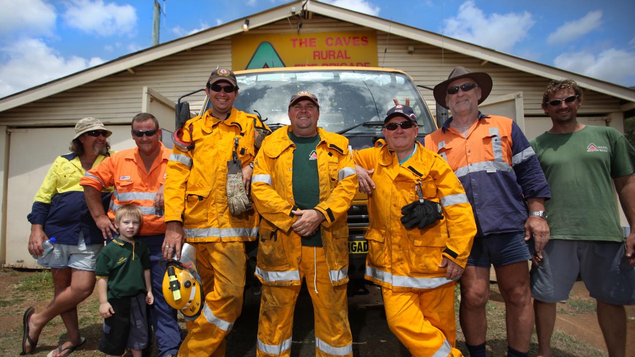 Clark Peadon (far left) was part of The Caves Rural Fire brigade. Picture: Allan Reinikka / The Morning Bulletin