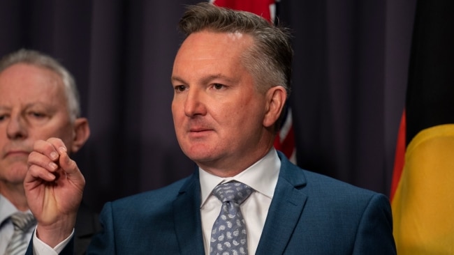 Climate Change and Energy Minister Chris Bowen speaks to media about the spike in energy price, at Parliament House Canberra. Picture: NCA NewsWire / Martin Ollman