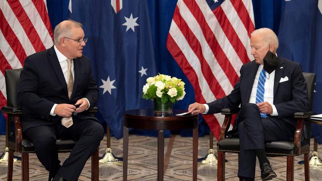 Scott Morrison has been under pressure by the US to adopt a net-zero target. (Photo by Brendan Smialowski / AFP)