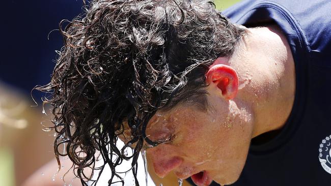 Charlie Curnow cools off. Picture: Michael Klein