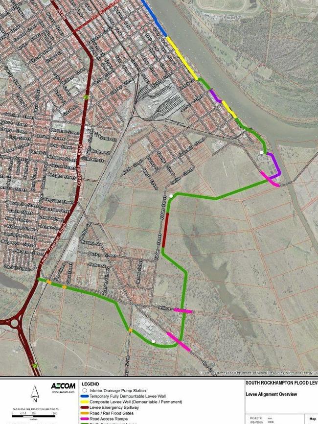 LEVEE MAP: This is the latest map depicting the features and alignment of the South Rockhampton Flood Levee.