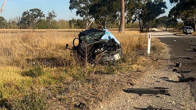 The crash scene near Penola where two people died. Picture: Supplied